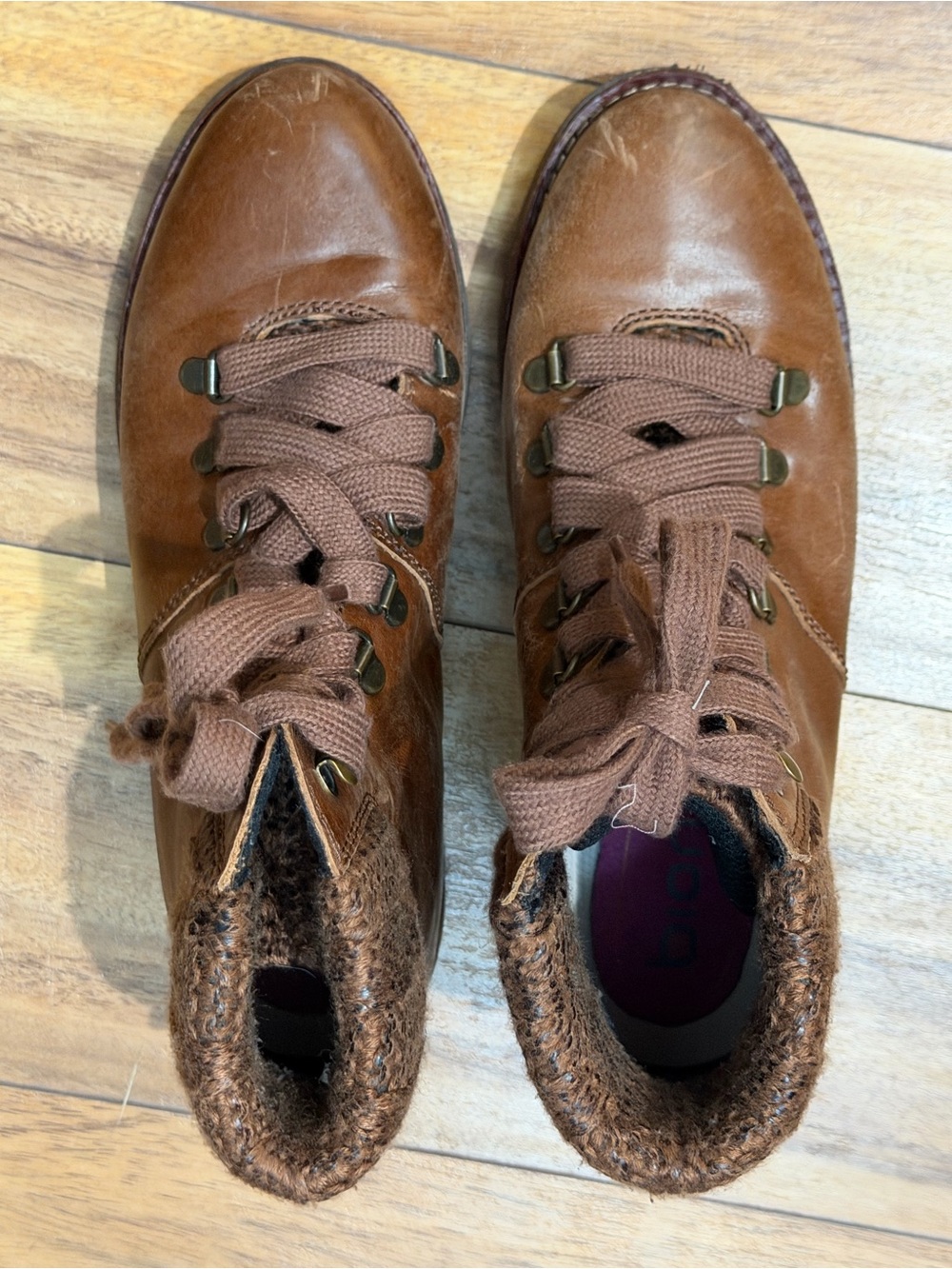 Bionica Women's Brown Leather Lace-Up Ankle Boots Size 8